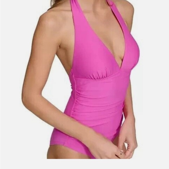 NWT DKNY Women's Tie-Back Halter-Style One-Piece Swimsuit size Medium - Picture 3 of 5